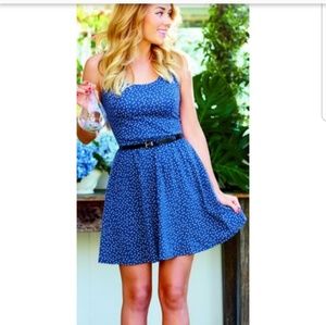Lauren conrad navy and white polka dot dress
